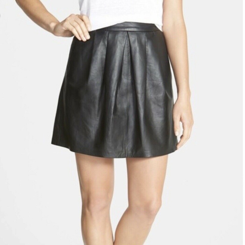 Eileen Fisher black leather skirt
